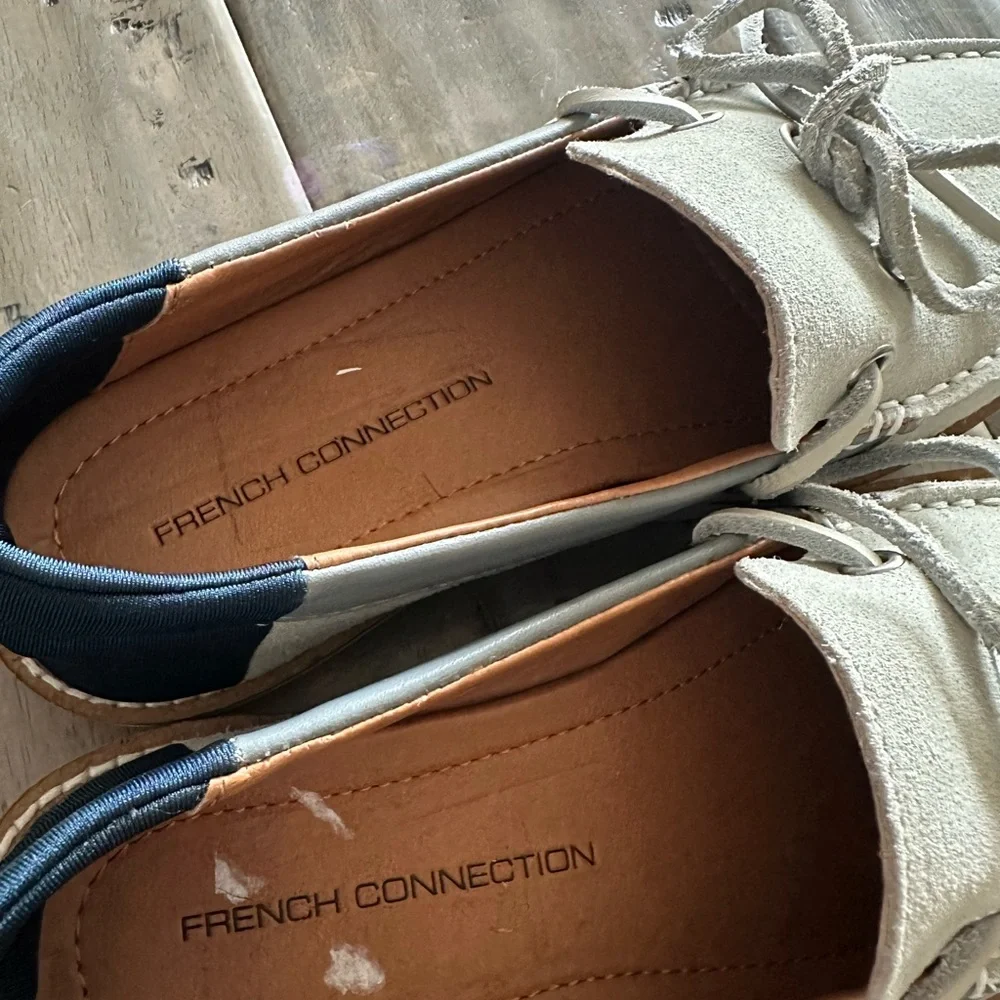 New men’s French connection gray suede loafer boat shoes sz 40